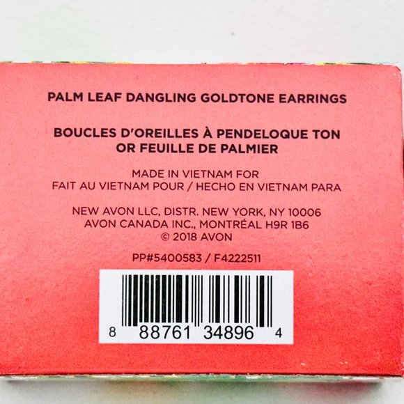 Avon New in Box Gold Tone Palm Leaf Earrings on Wires - Picture 5 of 5